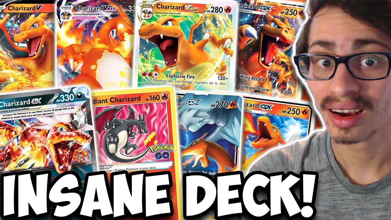 This Is Just Insane! 8 Different Charizards In 1 Deck! 300 DAMAGE Obsidian Flames PTCGL