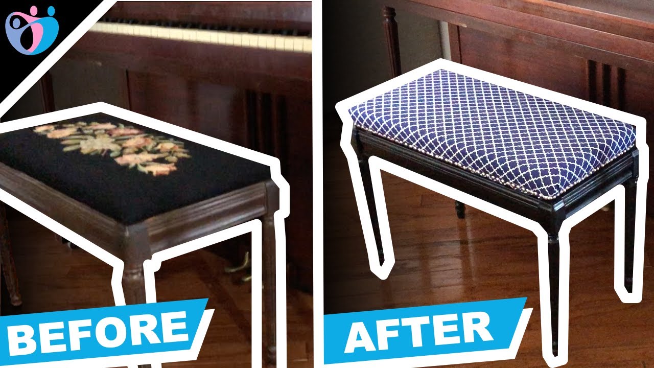 Modern Piano Bench Makeover DIY | Reupholstery with Tack Nails DIY #withme
