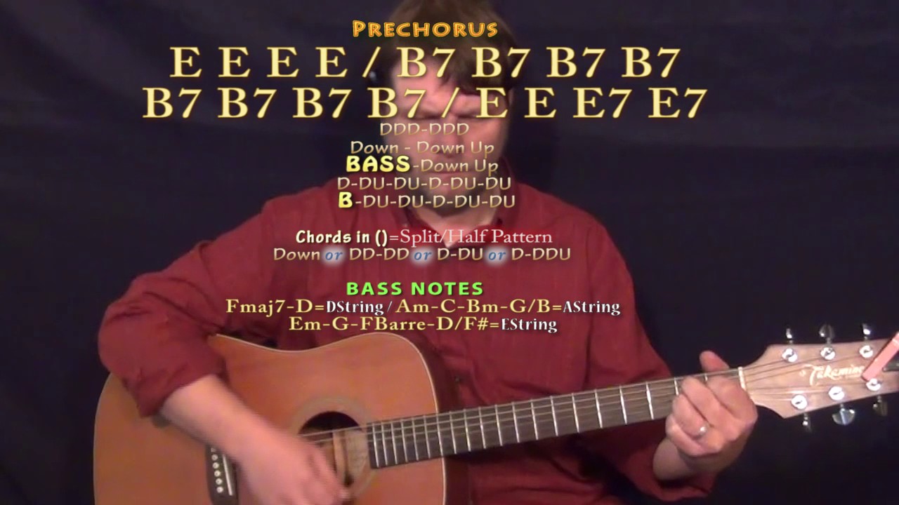 One Night (Elvis) Guitar Lesson Chord Chart in E - E A B F#
