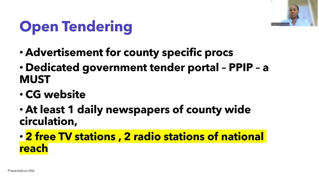 Part 9 Episode 2 - Open Tender Procurement Method