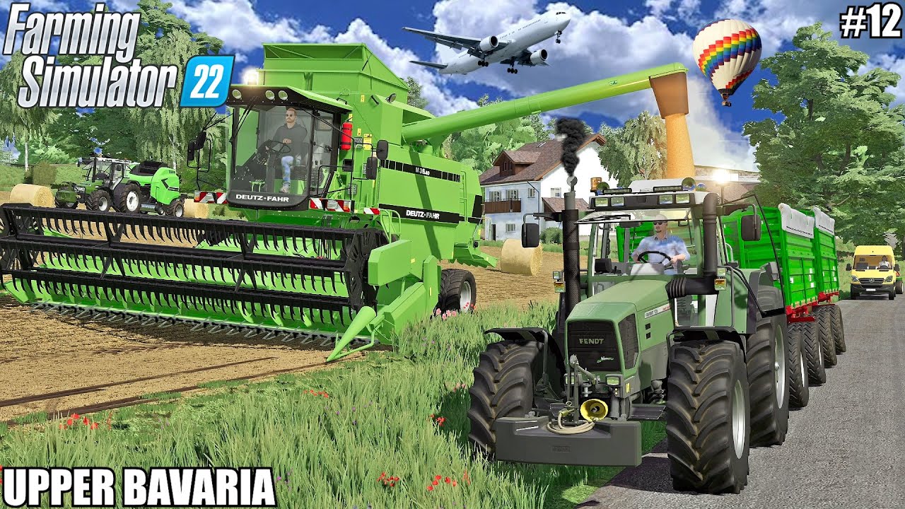 Harvesting WHEAT and Baling STRAW, Feeding animals│Upper Bavaria│FS 22│12