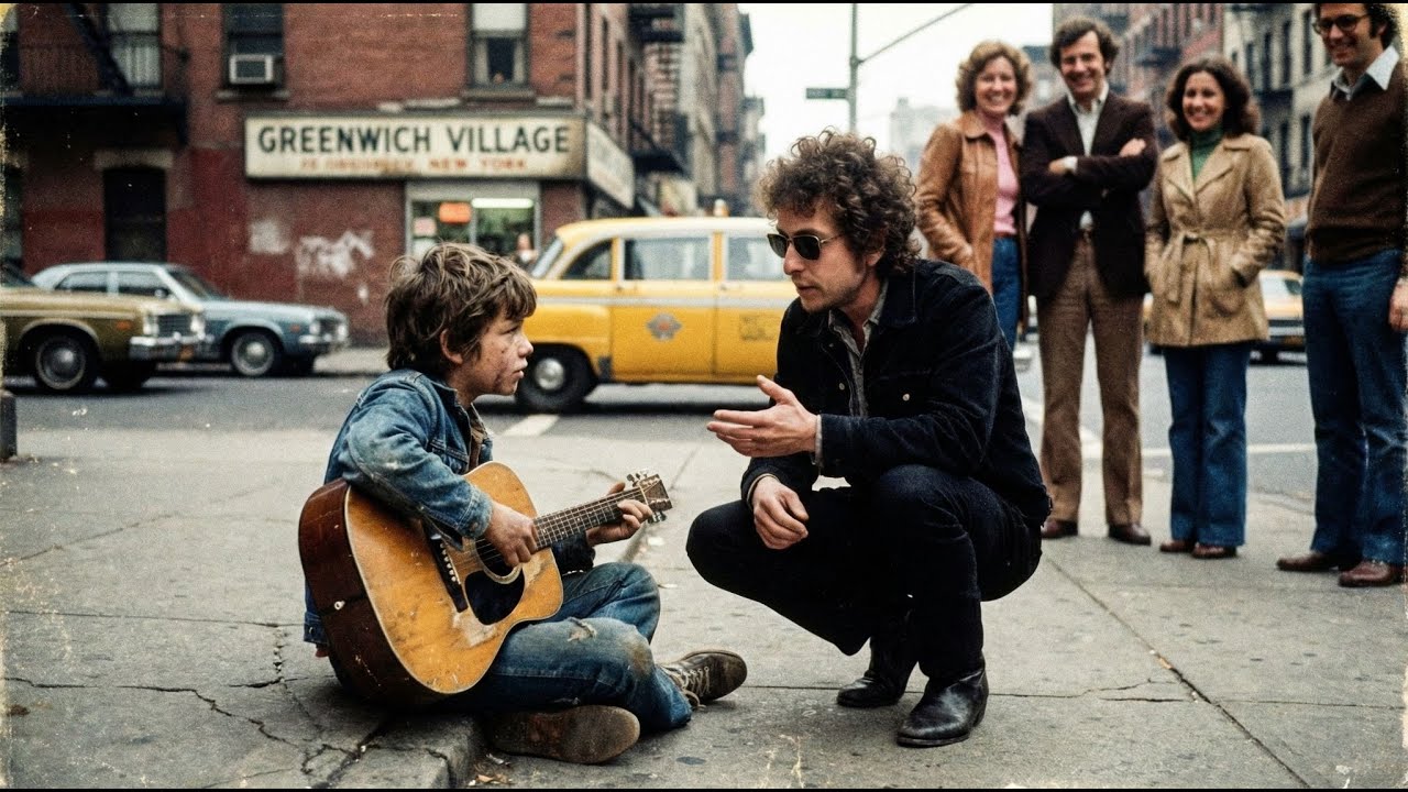 Street Kid Playing Dylan's Song with Broken Guitar—Dylan Stopped Walking and Did THIS