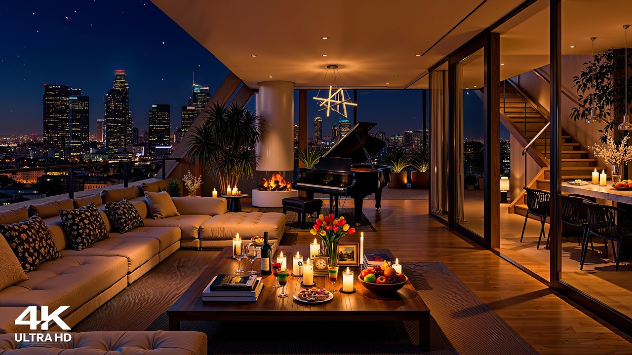 Quiet Night Vibes in Los Angeles 🌃 Luxury Apartment with Tender Jazz Saxophone for Relaxation, Sleep