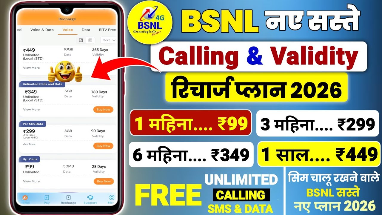 Тарифные планы BSNL только для звонков на 2026 год | Тарифный план BSNL для пополнения баланса SI...