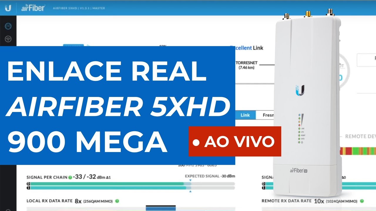 Ajuste em Enlace Real de 900M com airFiber 5XHD