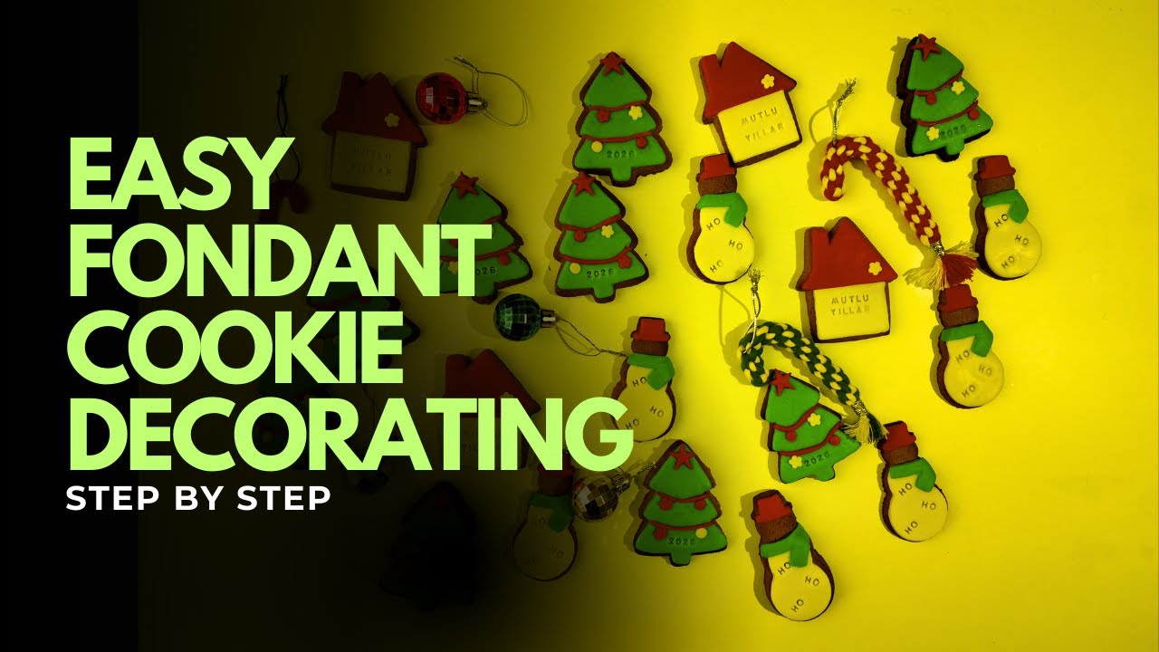 Easy And Quick Fondant Cookie Decorating | Christmas House, Snowman & Tree Designs