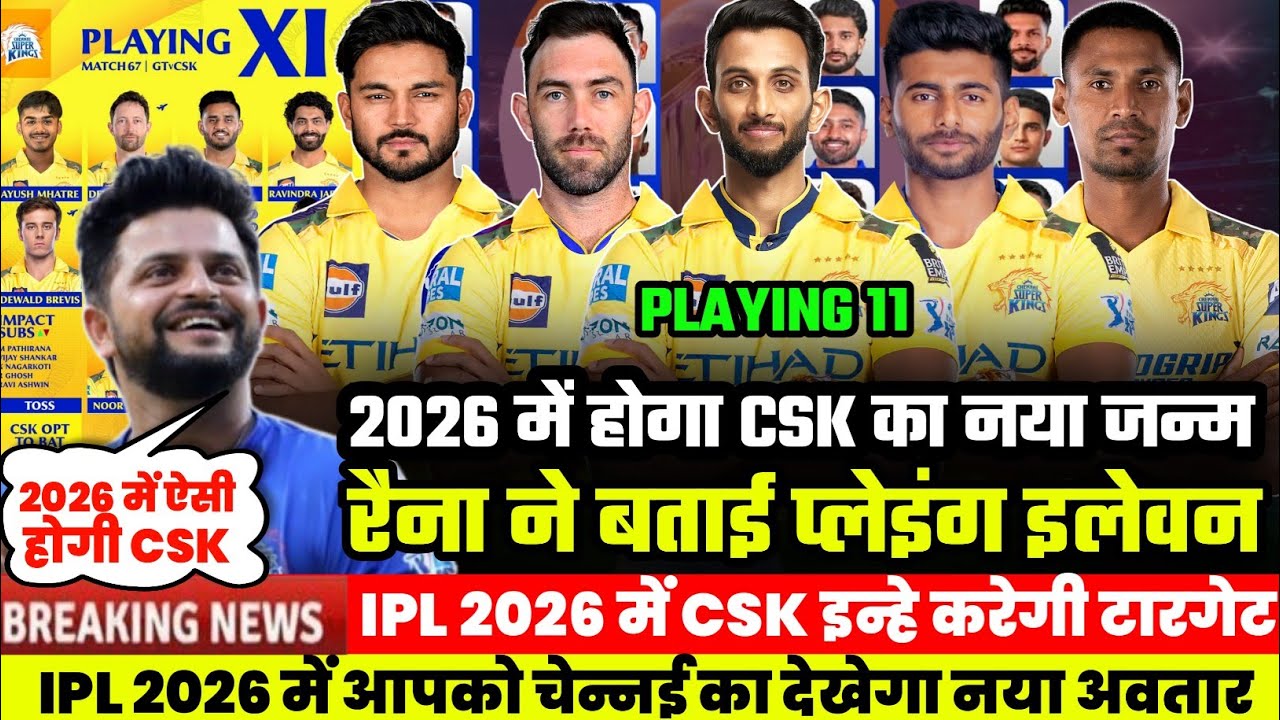CSK TARGET PLAYER 2026।2026 में ऐसी होगी PLAYING 11। रैना ने किया बड़ा खुलाशा।CSK 2026।