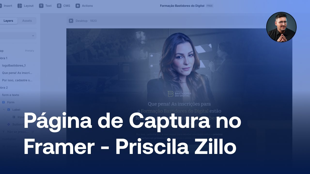 Como CRIAR uma PÁGINA de CAPTURA no Framer  - Priscila Zillo
