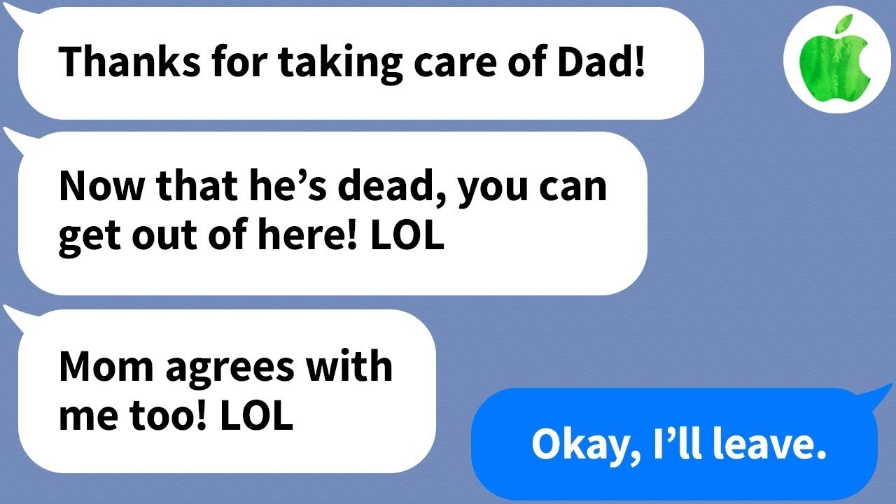 【Apple】After 10 years of caring for him, after my FIL passes away, my in-laws kick me out, so...
