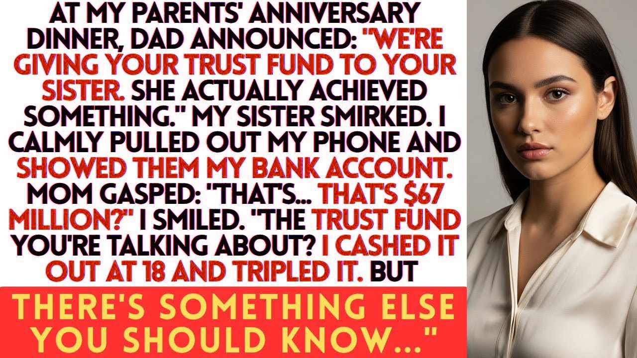 Parents’ Anniversary Dinner They Gave My Trust Fund to Sis… I Showed Them One Number...