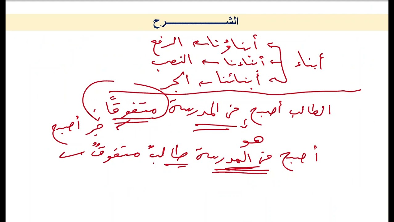 مراجعة اللغة العربية للصف الأول الثانوي في النحو  (شهر أكتوبر) 