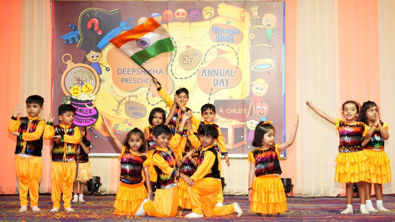 Main naye Bharat ka chehra hoon🇮🇳 Dance Deepshikha Preschool 26th Annual Day Tiranga Rang de basanti