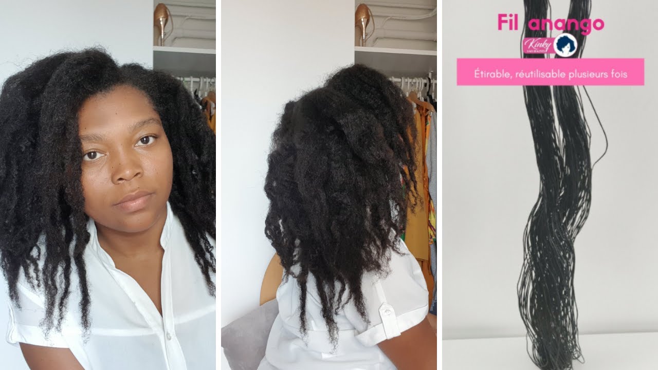 J'étire mes cheveux crépus avec le FIL ANANGO / tresse au fil pour des cheveux détendu sans chaleur