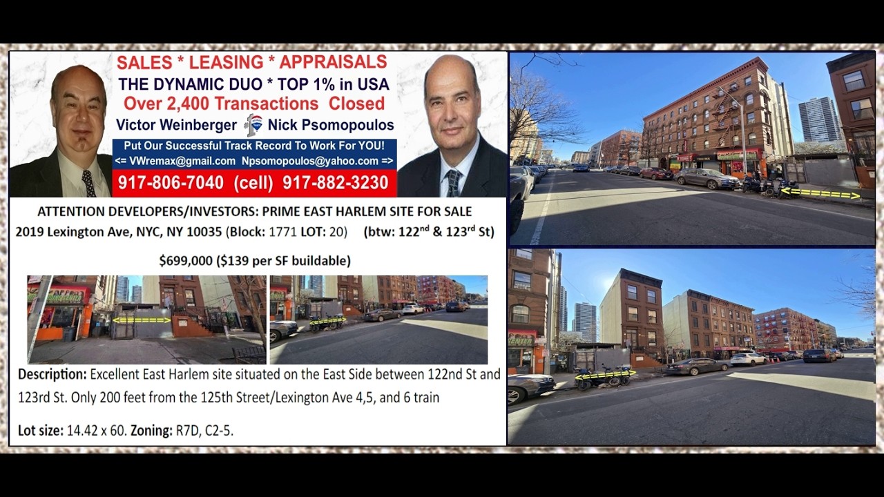 2019 Lexington Ave, NYC, NY East Harlem Site for sale.