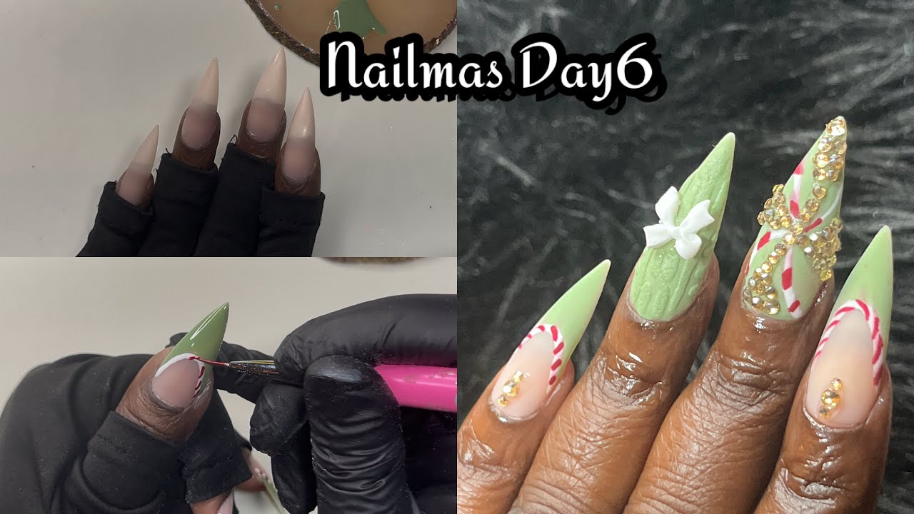 Nailmas Day 6 | Beginner Friendly Nail Art | Sleek Stiletto Winter Nails🤍