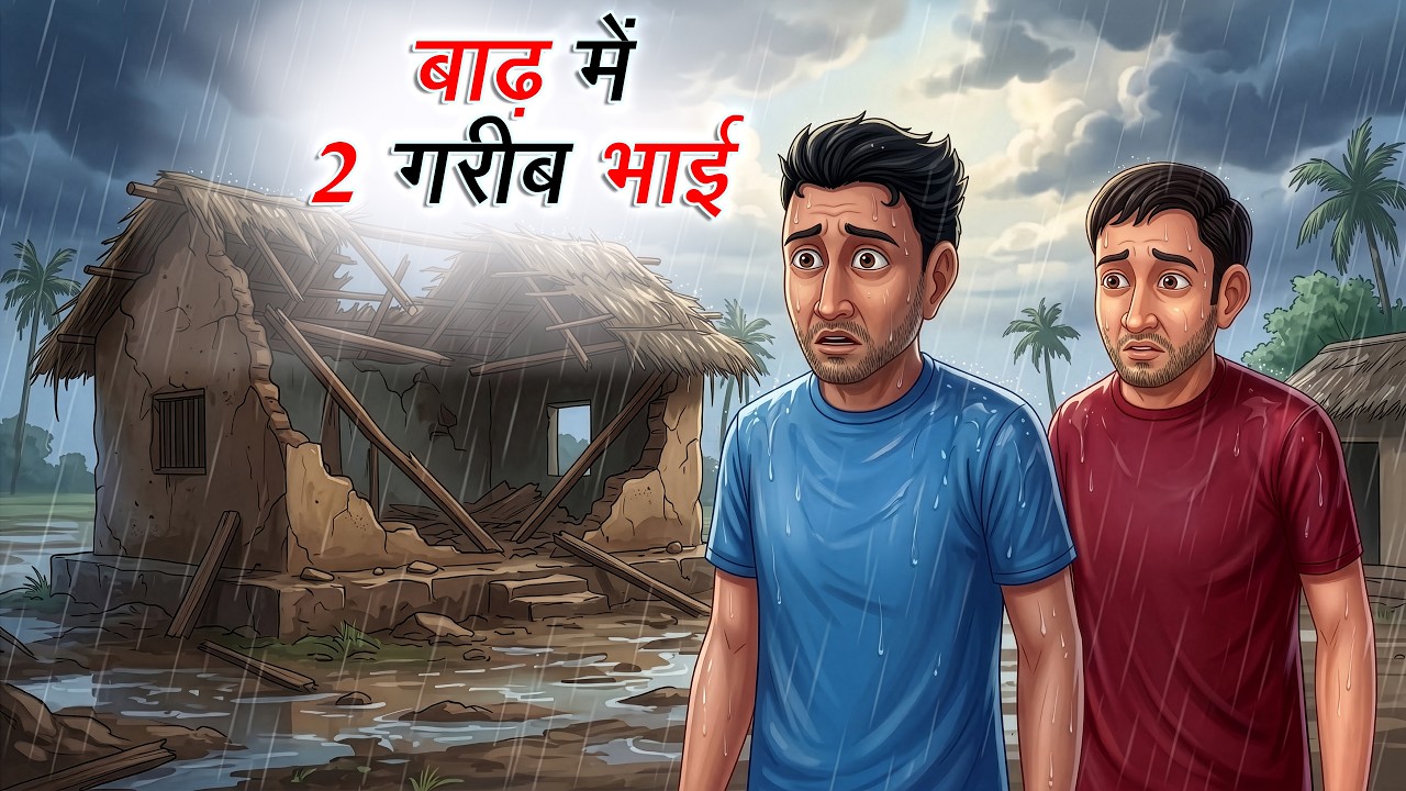 बाढ़ में 2 गरीब भाई | Baadh Mein 2 Gareeb Bhai | Hindi Kahaniya | Animated Stories