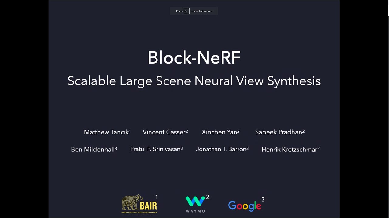 Block NeRF: Scalable Large Scene Neural View Synthesis | CVPR 2022