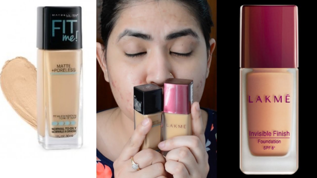 Lakme vs Maybelline foundation Review & demo | Maybelline Fit Me foundation & Lakme foundation