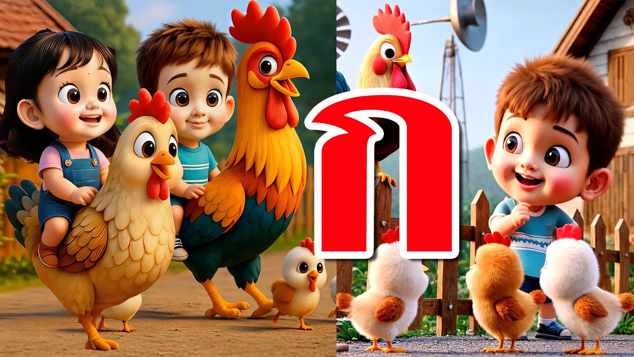 เพลงเด็ก ก เอ๋ย ก ไก่ ชะชะช่า  การ์ตูน 3D น่ารักๆ 3 เวอร์ชั่น 8K - เพลงเด็ก คิดส์มีซอง