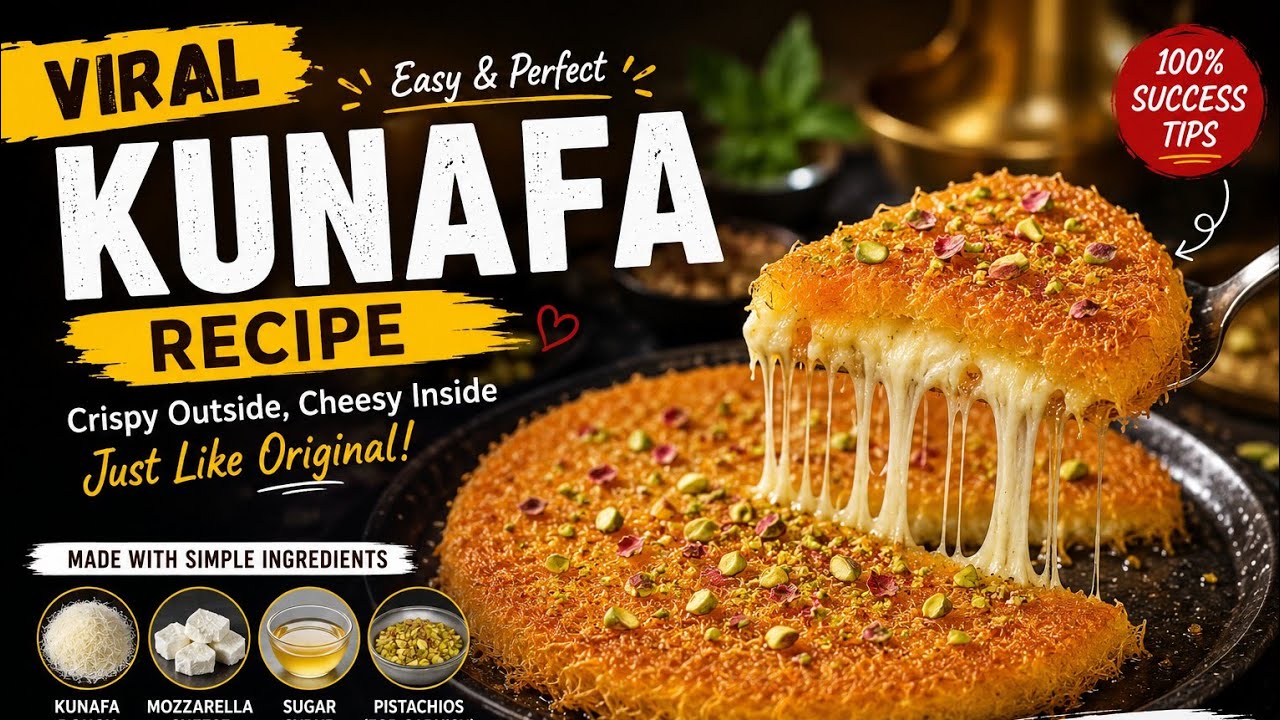 Crispy kunafa recipe😍। घर पर कुनाफा बनाने की आसान रेसिपी।#kunafa#kunafa recipe#homemade kunafa