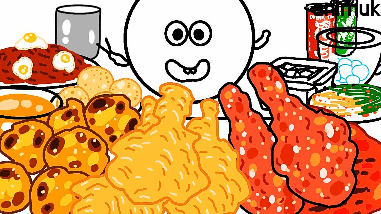 Mukbang Chicken 2 치킨 먹방 2 ANIMUK 애니먹