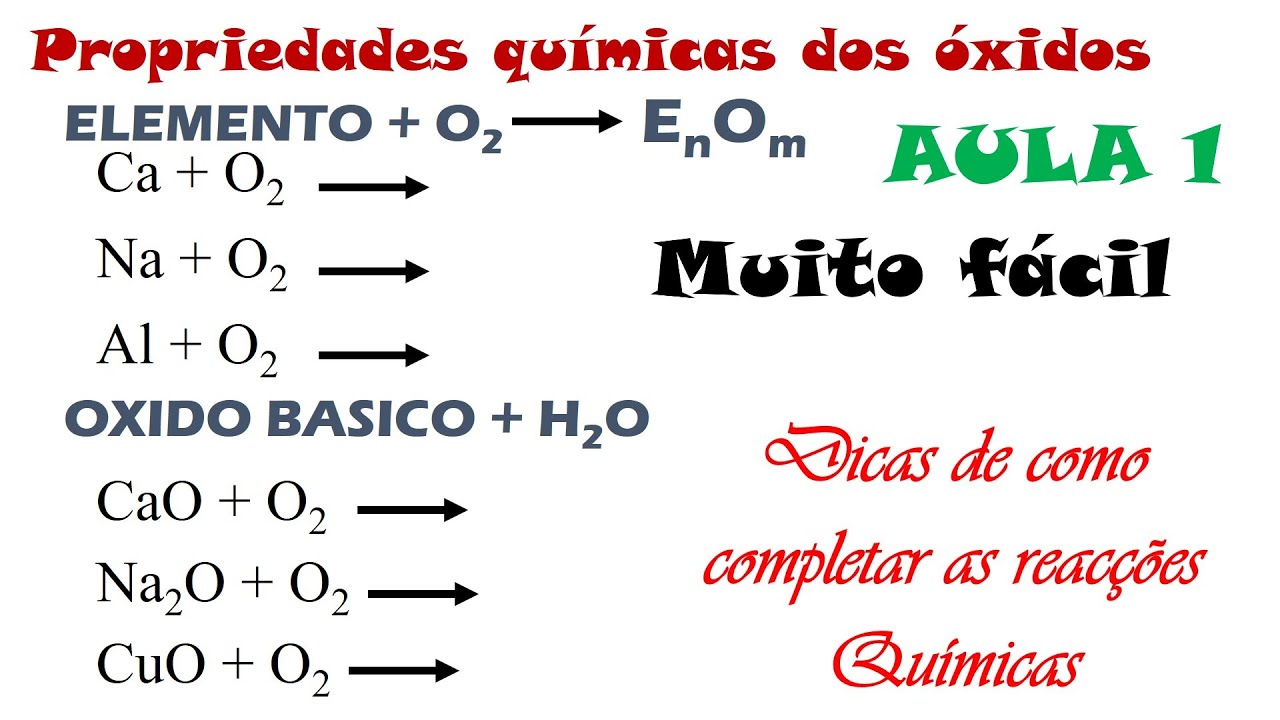 PROPRIEDADES QUÍMICAS DOS Óxidos. (INTRODUÇÃO AS REACÇÕES Químicas.18