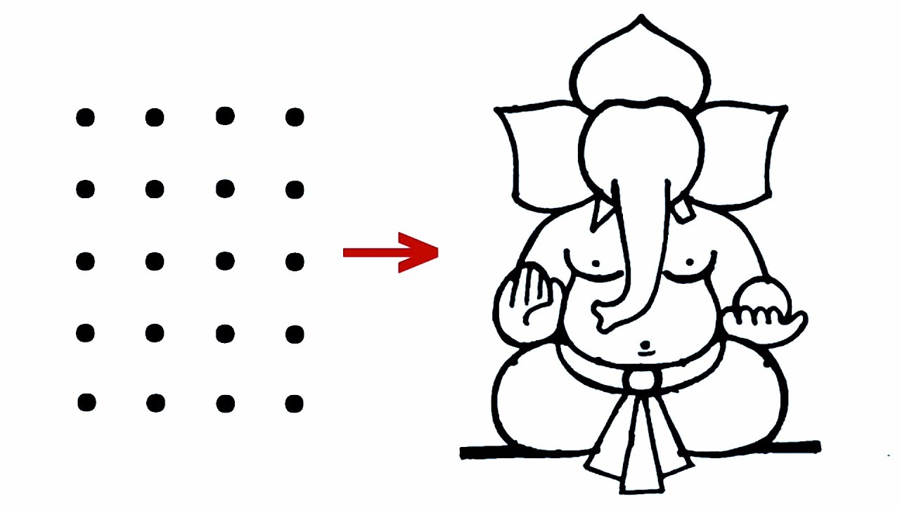 Lord Ganesha drawing from 4&times;5 dots easy step by step // Easy Lord Ganesha Rangoli