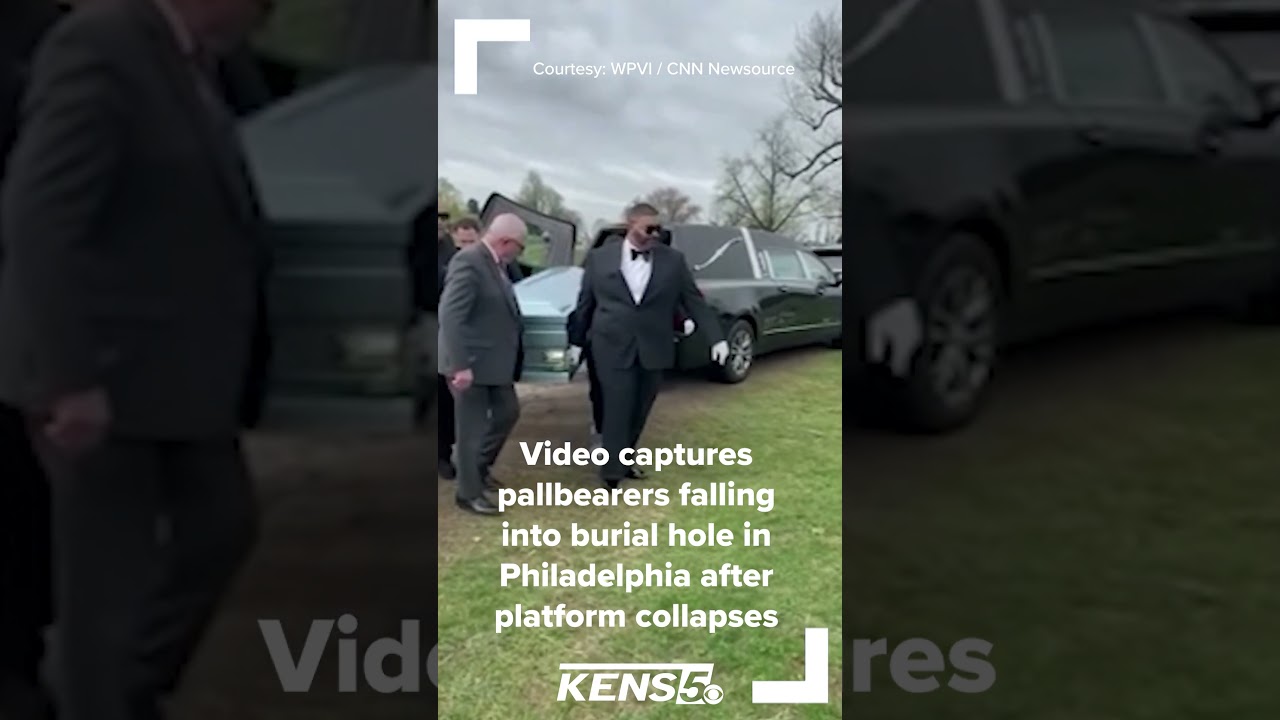 Pallbearers fall into grave in Philadelphia after ground collapses