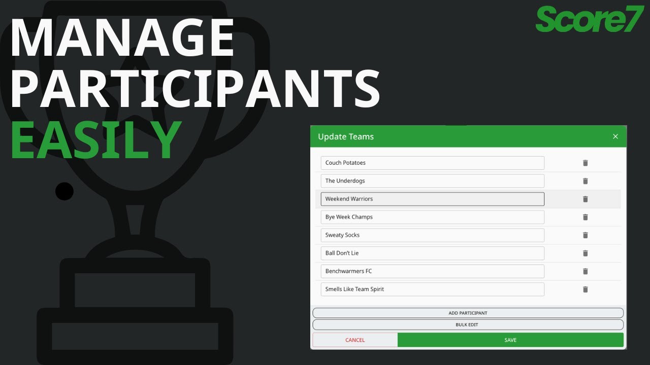 How to Add, Edit, or Remove Teams in Your Score7 Tournament
