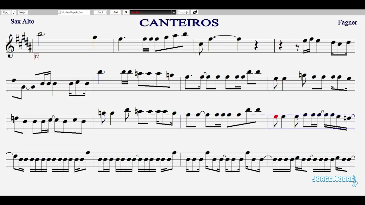 🎵🎷(Sax Alto) - Vídeo Partitura - CANTEIROS Fagner