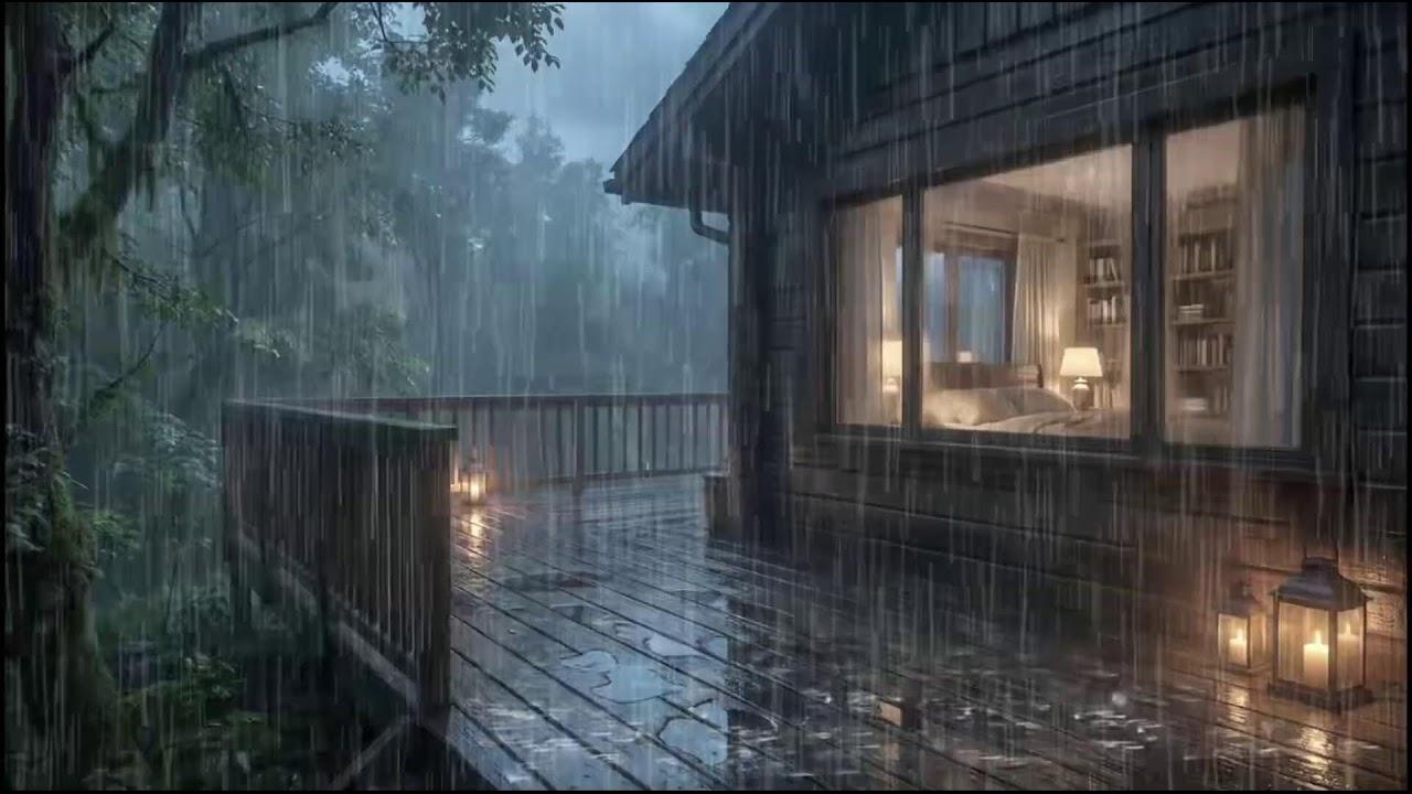 Cozy Forest Cabin Rain at Night 🌙 Relaxing Rain Sounds for Deep Sleep & Stress Relief