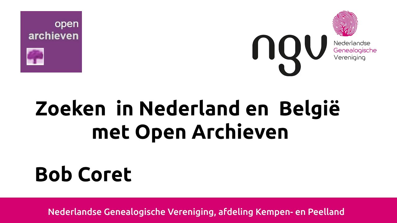 Lezing Bob Coret over Open Archieven