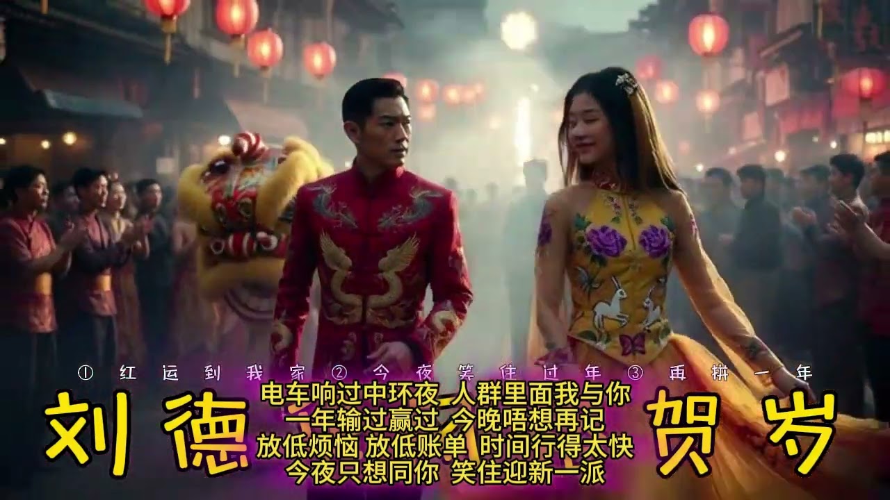 2.刘德华风格 新年贺岁粤语歌曲 |① 《红运到我家》红运当头，喜满唐楼| 新春盛宴，视觉巅峰② 《今夜笑住过年》举杯庆贺，辛苦晒自己| 尊享超清，笑看风云③再拼一年.逆境自强，明日更甜|