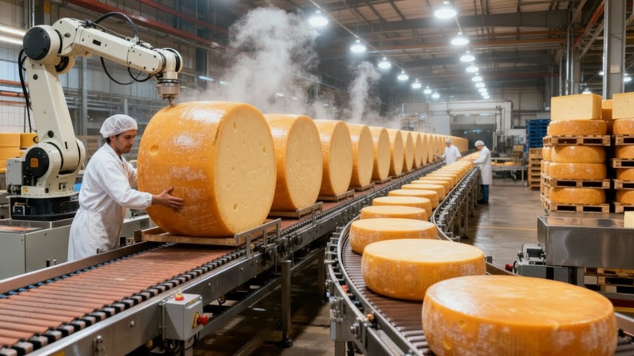 Inside a Modern Cheese Factory: From Fresh Milk to Aged Blocks (Full Process)