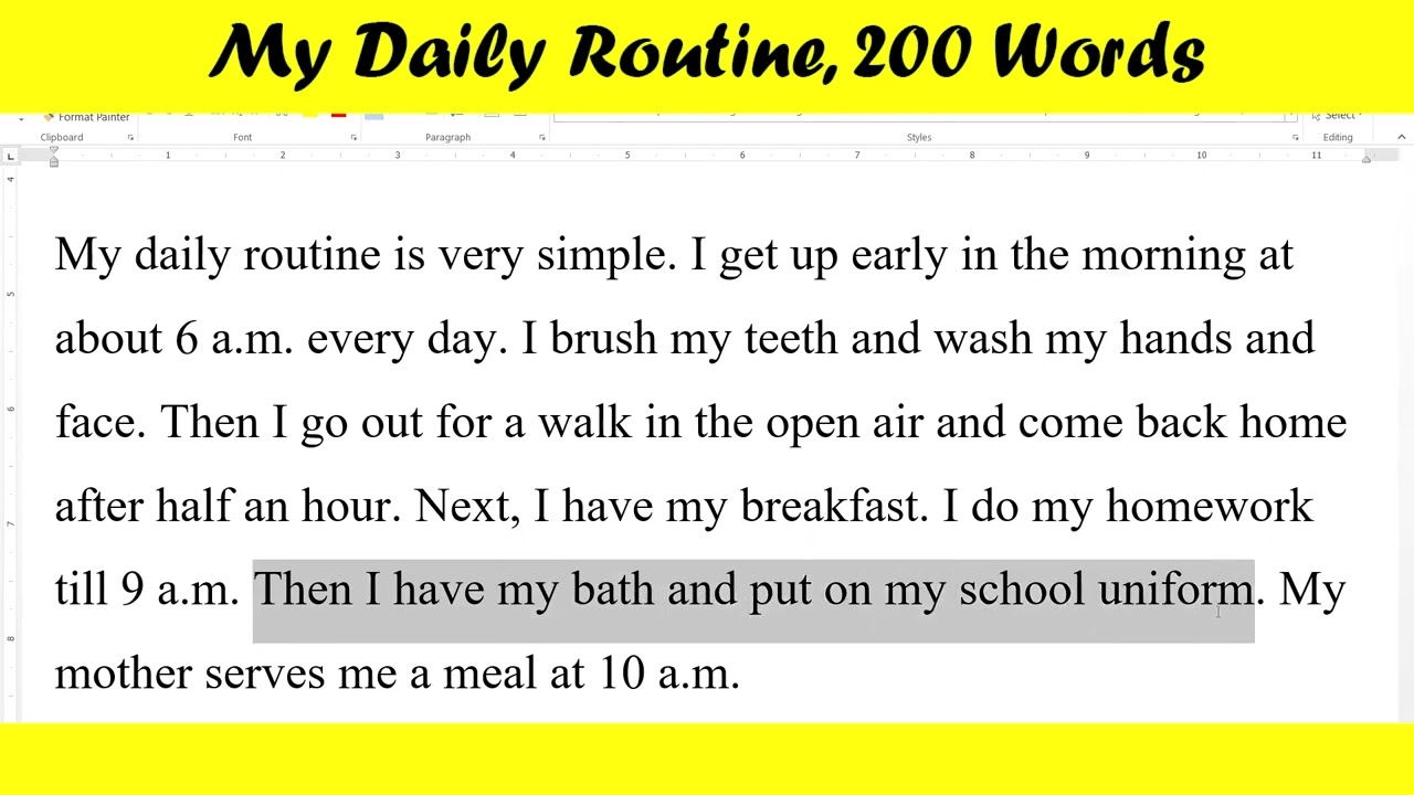 My Daily Routine - 200 Words / only read in English