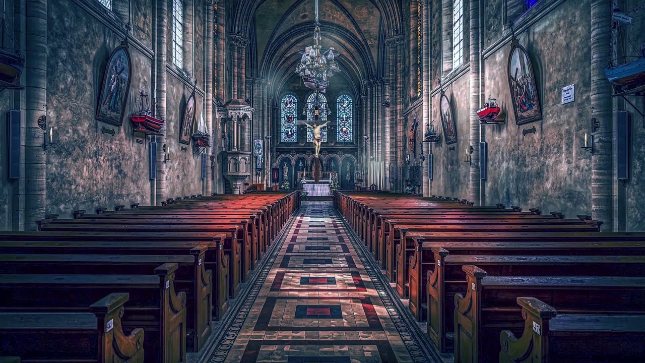 Cozy Cathedral Ambience | ASMR Whisper | Thunder | Rain Sounds | Prayer | Divine