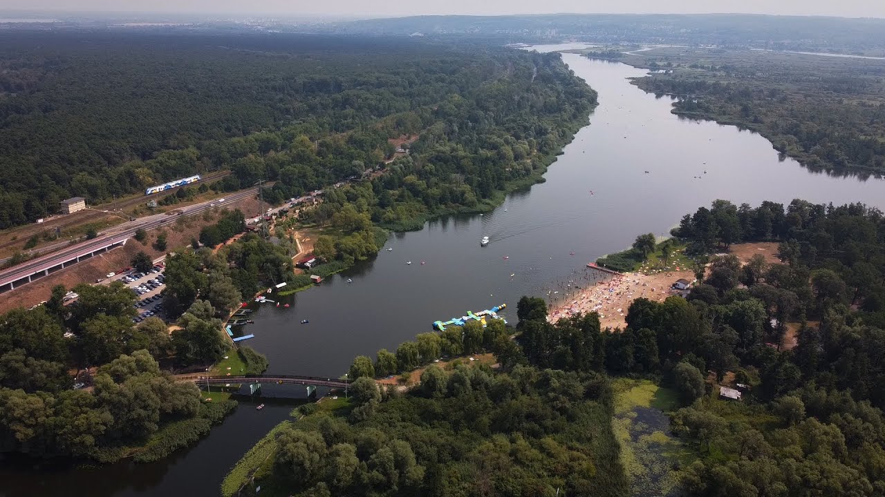Szczecin - kąpielisko Dziewoklicz wakacje - nagranie z drona, drone footage, Odra, Regalica