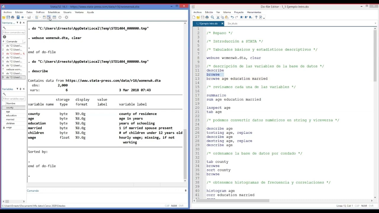 Econometría - Repaso 1.14 Introducción a STATA (Parte 1)