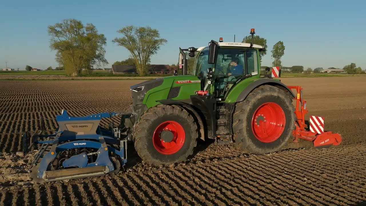 Landbouwer Maes aan het poten te Woumen.