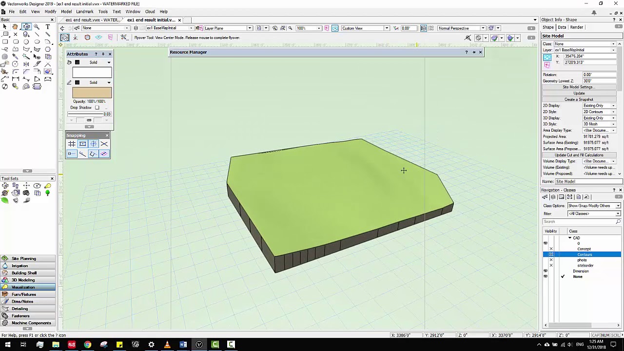 Vectorworks Tutorial Basic 11: site model creation, property line, solar shadow;