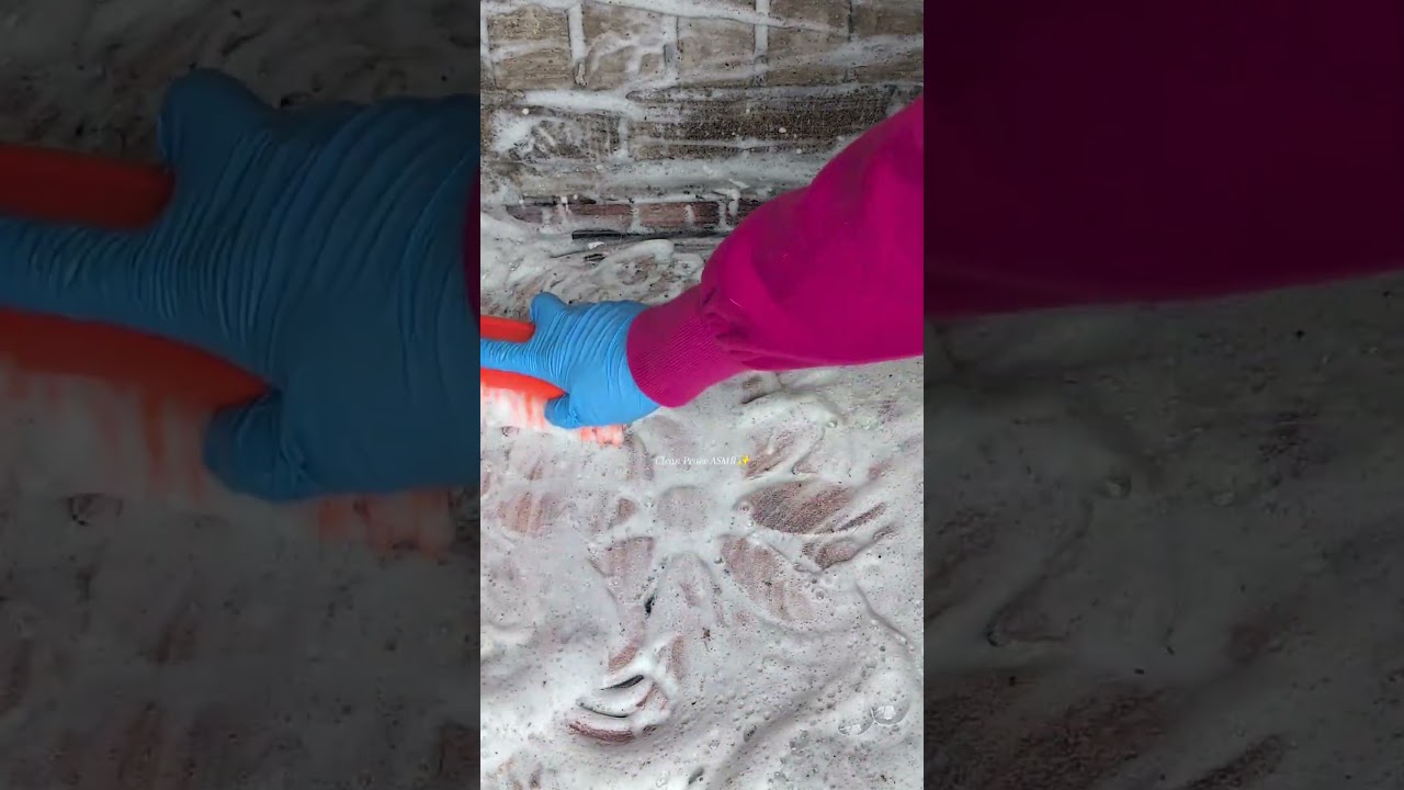 ASMR- Porch Mat Scrub ✨ Suds Overload 🫧 #asmr #satisfying #cleaning #rugcleaning #relaxing