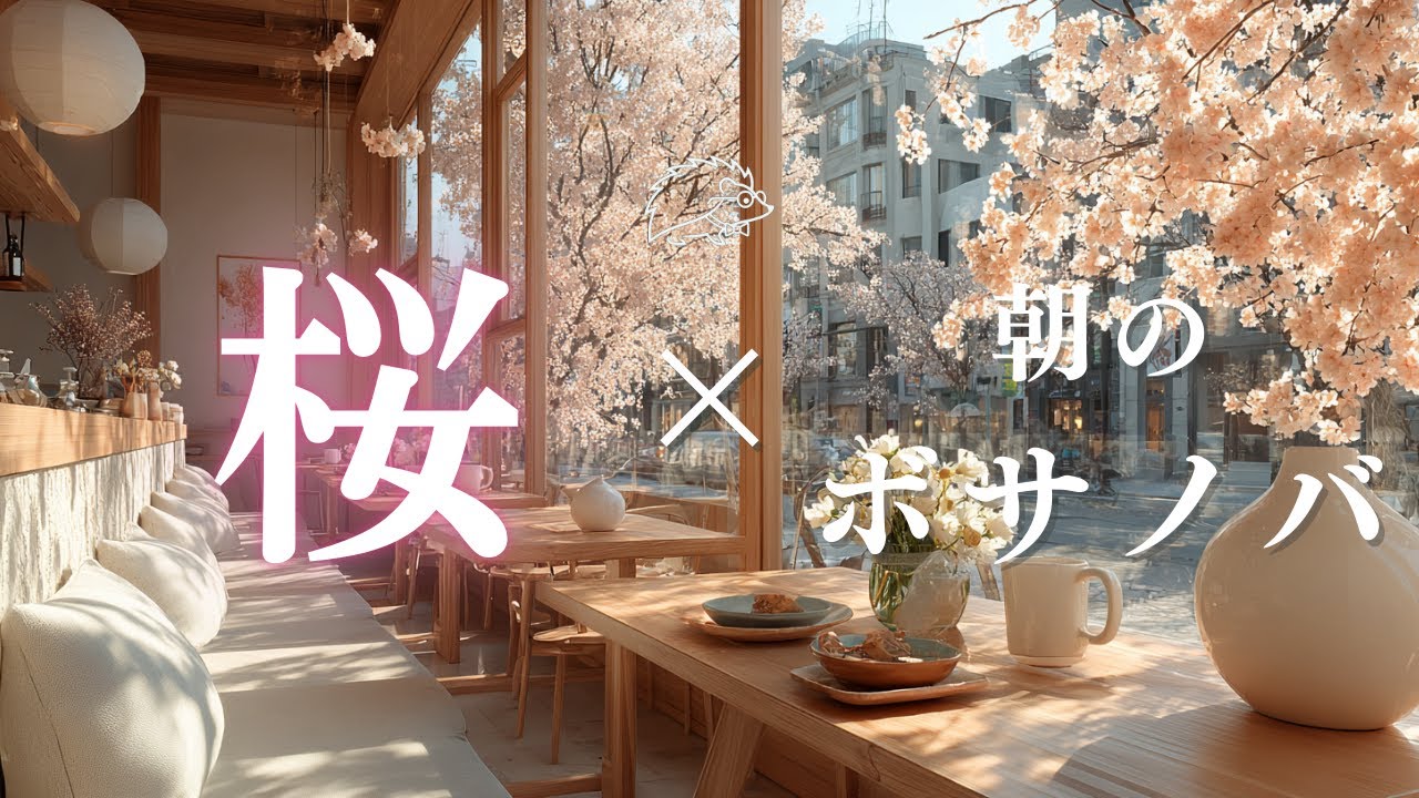 【朝のボサノバ】桜が見えるカフェ×朝のボサノバ🦔🎵A cafe with a view of cherry blossoms and morning bossa nova　作業・家事用　カフェBGM