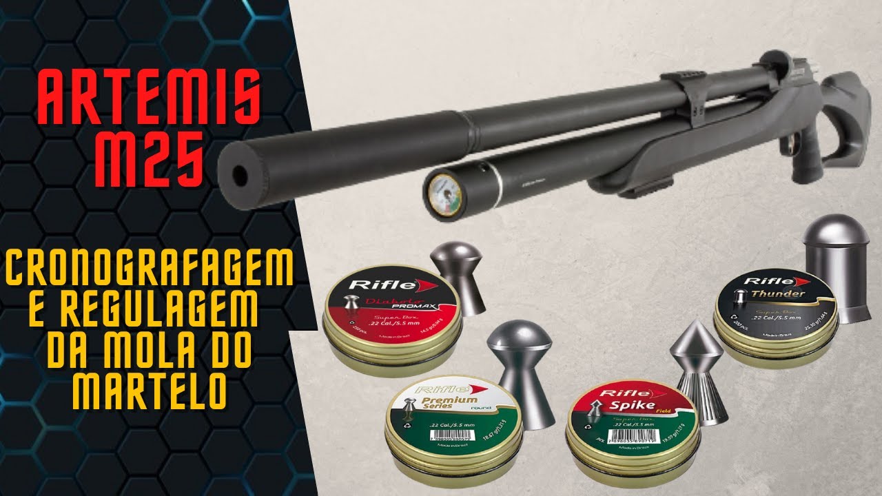 Artemis M25 - Cronografagem em 3 estágios com chumbos Promax, Round, Spike e Thunder