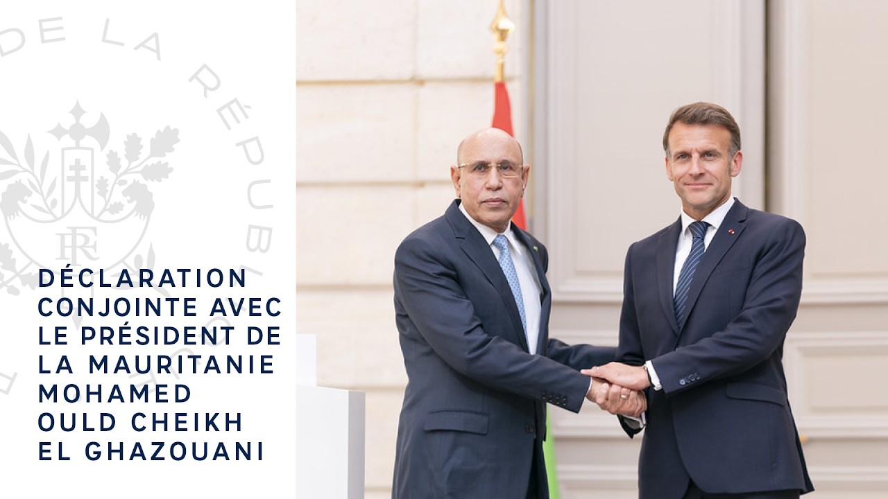 D&eacute;claration conjointe avec le Pr&eacute;sident de la Mauritanie Mohamed Ould Cheikh El Ghazouani.