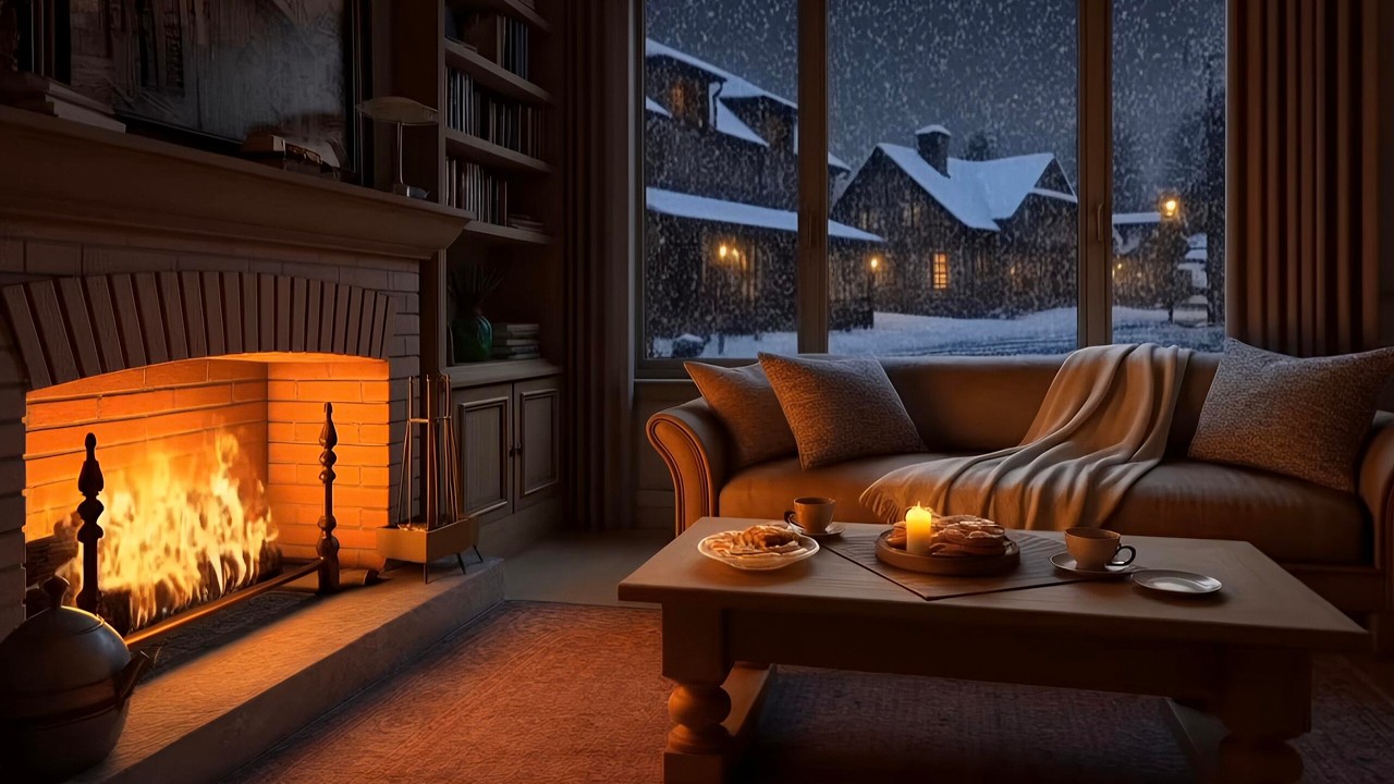 🔥 Warm Fireplace Lounge & Smooth Jazz Piano | Cozy Fire Sounds for Sleep, Focus & Calm Evenings