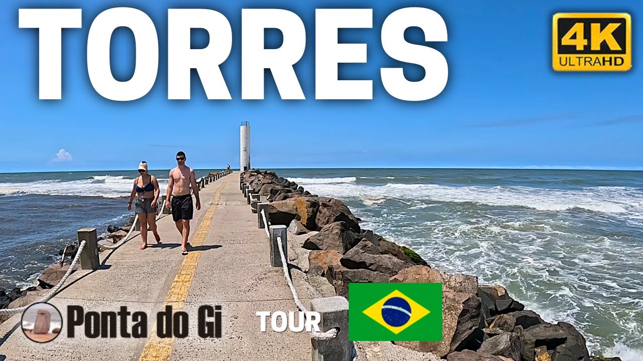 Ciudad de TORRES en RIO GRANDE DO SUL #walking 4k MAR y COSTA ATLÁNTICA DE BRASIL 