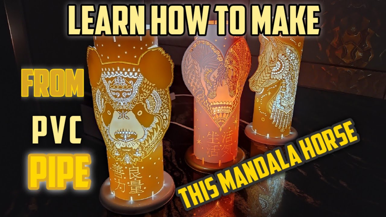 Aprenda a fazer luminária em PVC com arte em mandala video explicativo simples! belas artes.
