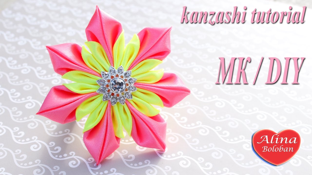 Звездочка Канзаши из атласа. МК / Asterisk kanzashi from satin