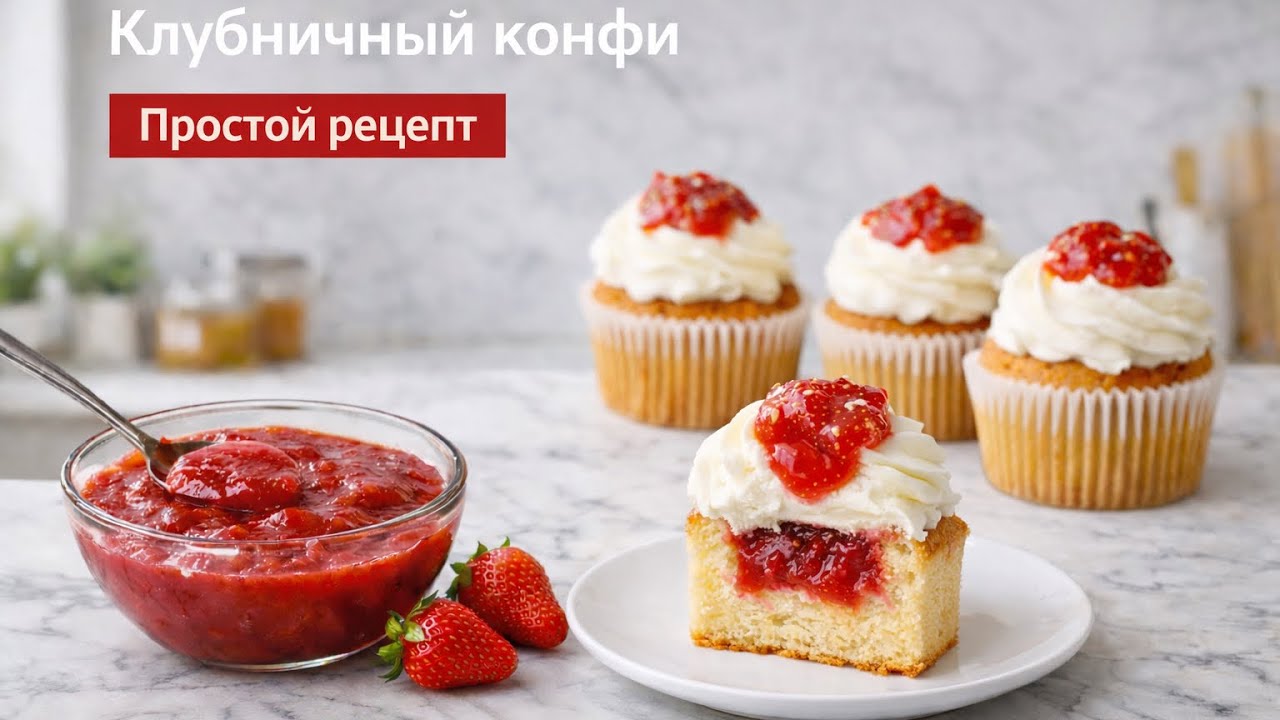 Клубничный конфи. Начинка для капкейков, тортов