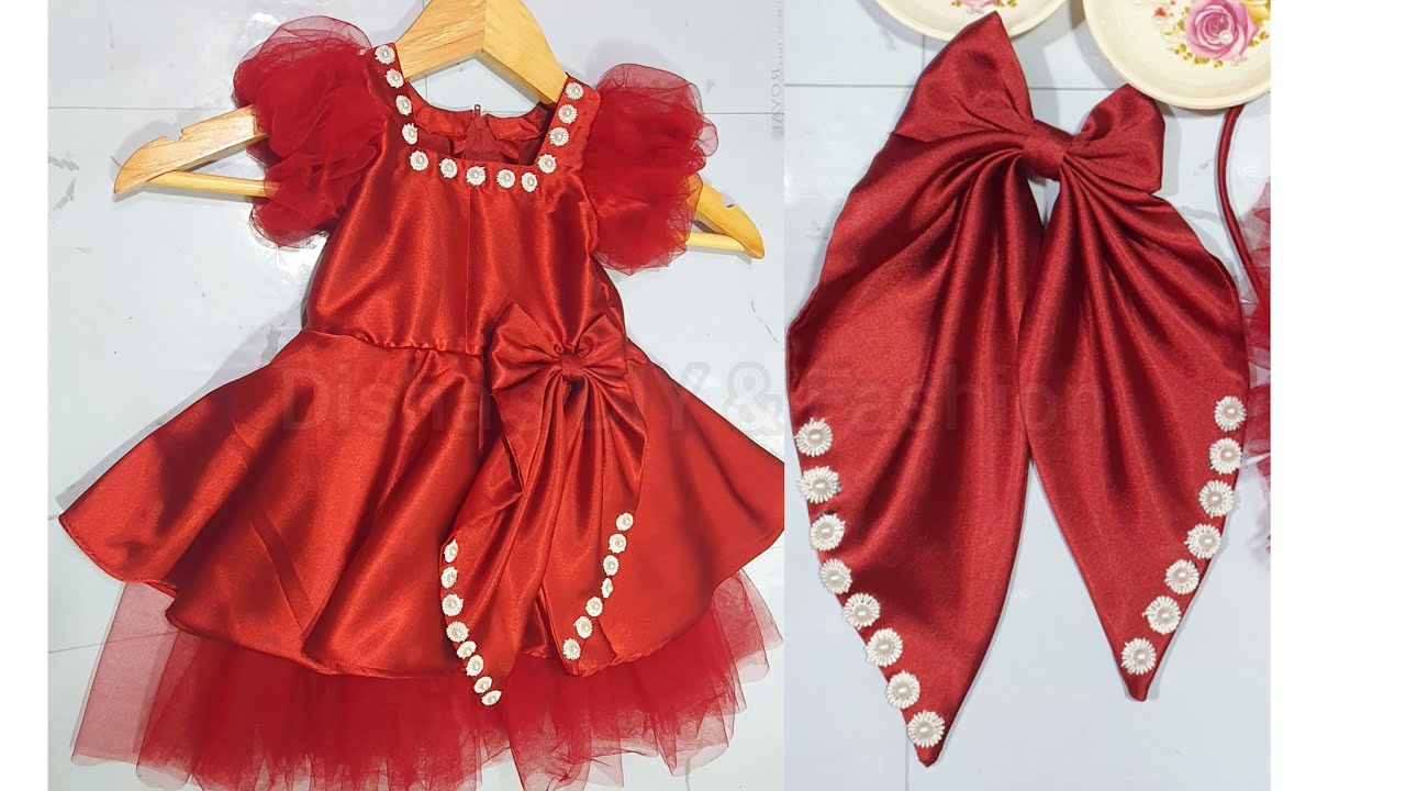 baby dress design ❤️/DIY bow❤️